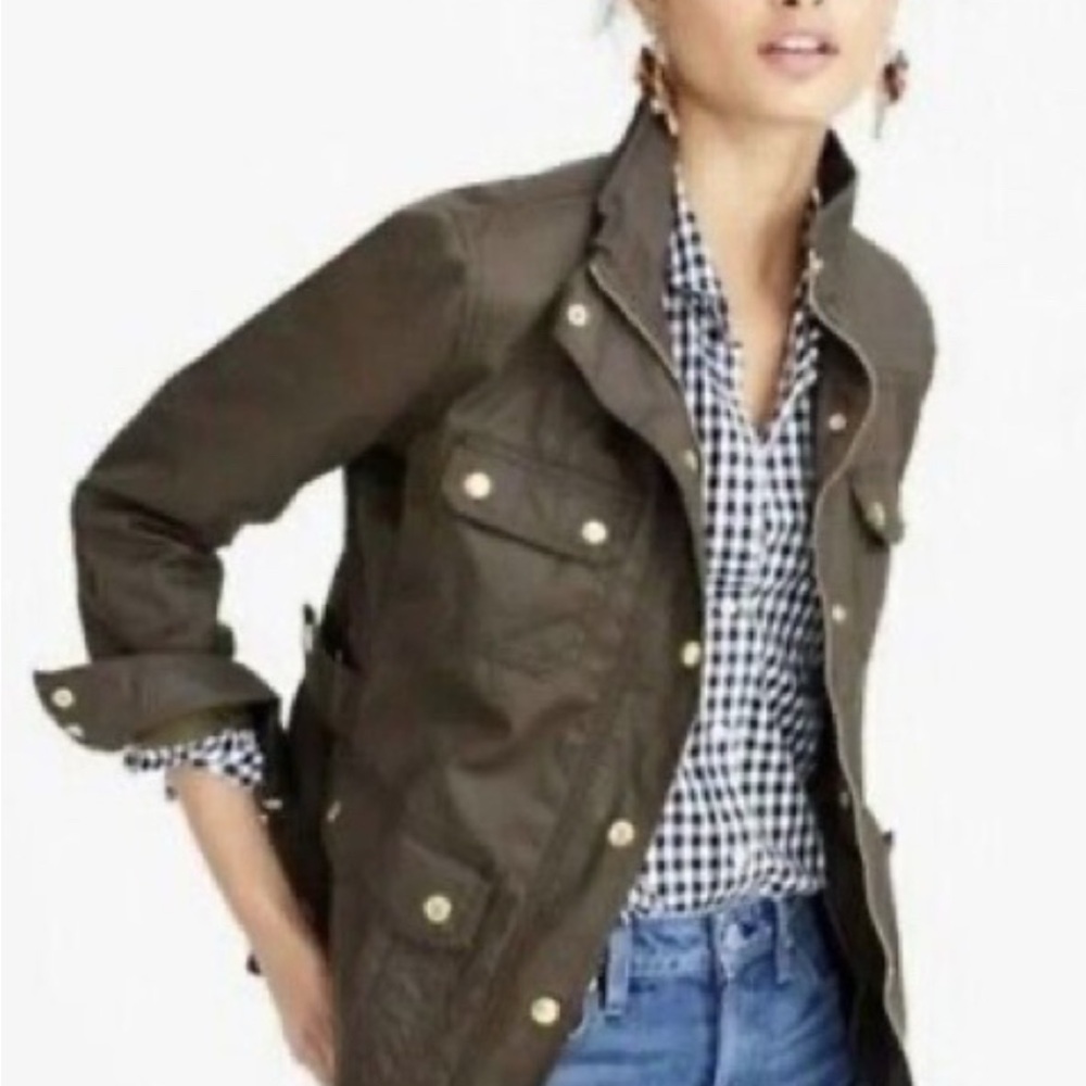 J. Crew Green Field Barn Jacket with Gold Buttons